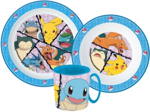 Pokémon Battle set de masă, set micro plastic cu cană 265 ml