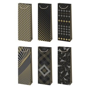 Colorat Black&Gold Sacoșă din hârtie imprimată pentru băuturi 13x38x11 cm
