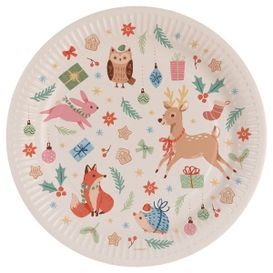 Crăciun Winter Woodland Farfurie de hârtie Pădurea de iarnă set de 8, 23 cm