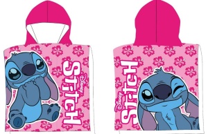 Disney Lilo și Stitch Pink Wink poncho prosop de plajă 50x100 cm (Uscare Rapidă)