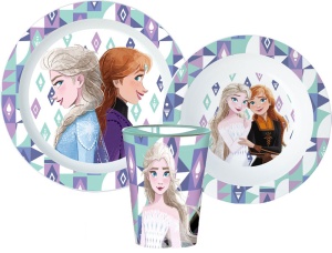 Disney Regatul de gheață Ice Magic set de cină, set micro plastic, cu pahar de 260 ml