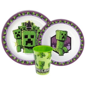 Minecraft The Movie vase set, set din plastic micro, pahar 260 ml