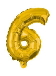 Numere Gold, Gold mini numărul 6 balon din folie 35 cm