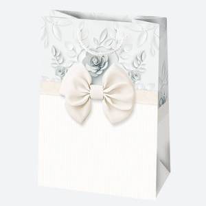 Colorat Bow Pungă de cadou din hârtie albă 23x32x11 cm - Img 4