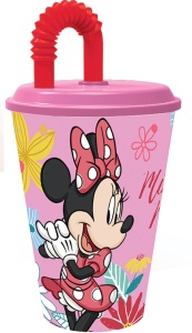 Disney Minnie Pahar cu pai Spring, plastic 430 ml