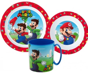 Super Mario Mushroom Kingdom set de masă, set din plastic micro cu cană 350 ml