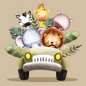 Animale Safari in the Jeep şerveţel 20 buc 33x33 cm
