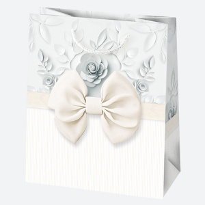 Colorat Bow Pungă cadou din hârtie albă 19x23x10,5 cm - Img 4