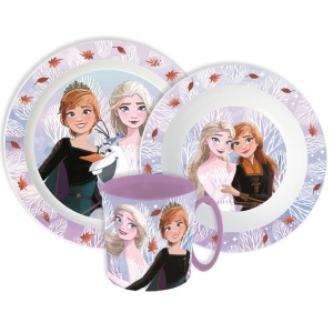 Disney Regatul de gheață Autumn Leaves set de masă, set microplastic cu cană 390 ml