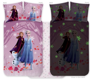 Disney Regatul de gheață Purple lenjerie copii luminoasă 100x135cm, 40x60cm