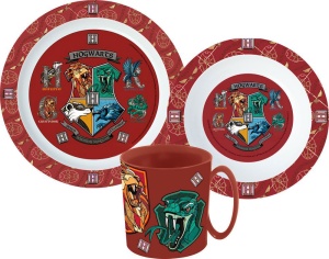 Harry Potter School Shields Set de masă, set micro din plastic cu cană 350 ml
