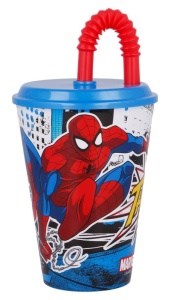 Omul Păianjen Pahar cu pai Streets, Plastic 430 ml