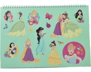 Prințesele Disney Spring Caiet de schițe spirală A/4 cu 40 de file și autocolante - Img 2