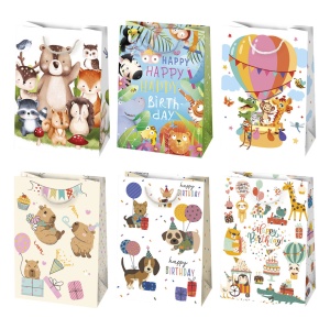 Animale Happy Birthday sac de cadou de hârtie, sac de cadou 23x32x11 cm