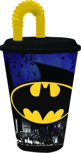 Batman Pahar cu pai Bat Signal, plastic, 430 ml