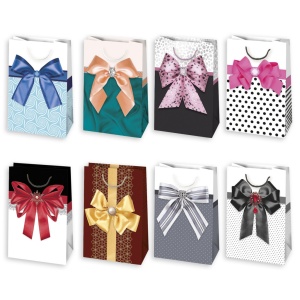 Colorat Elegant Bow pungă de cadou din hârtie, pungă de cadou 10x16x6 cm