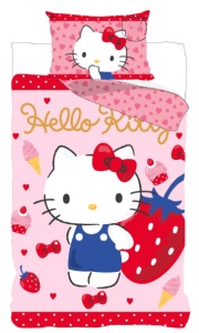 Hello Kitty Strawberry set lenjerie de pat 140×200cm, 70×90 cm
