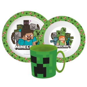 Minecraft Pixelcraft set de masă, set micro plastic cu cană de 390 ml