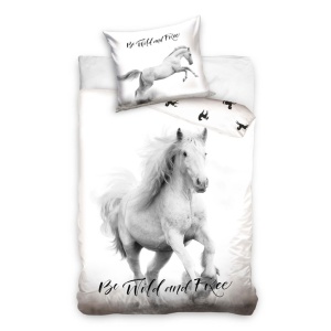 Animale Wild and Free Set lenjerie de pat cu cai 140×200cm, 70×90 cm