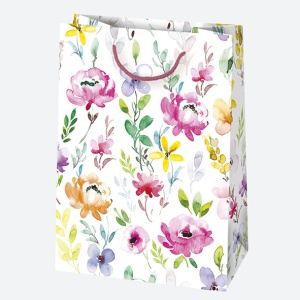Colorat Blossom Sacoșă cadou din hârtie cu flori 23x32x11 cm - Img 2
