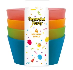 Colorat farfurie adâncă din plastic semi-transparent, set de 4