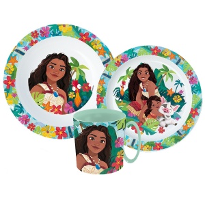 Disney Vaiana Lagoon set de masă, set de plastic micro cu cană de 350 ml