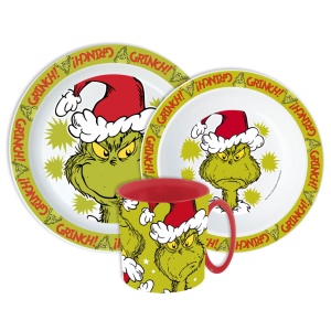 Grinchul Christmas Mischief set de vesela, set micro plastic cu cană 390 ml
