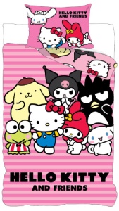 Hello Kitty Friends husa de pat 140×200cm, 70×90 cm