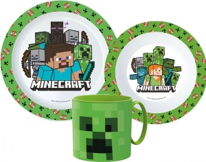 Minecraft Pixelcraft set de servire, set micro plastic cu cană 265 ml