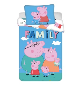 Purcelușa Peppa Set de lenjerie pentru copii Big Pig Family 100×135cm, 40×60 cm