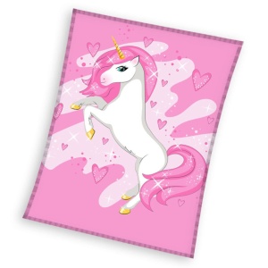 Unicorn Pink Heart pătură din fleece 150x200cm