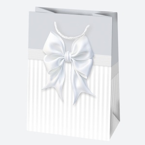 Colorat Bow Pungă de cadou din hârtie albă 23x32x11 cm - Img 2