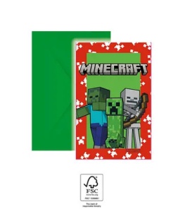 Minecraft Green invitație de petrecere 6 buc FSC - Img 2