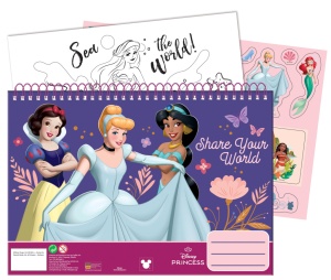 Prințesele Disney Your World Caiet de schițe spirală A/4 cu 40 de file și autocolante