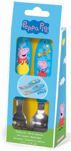 Purcelușa Peppa Hooray set tacâmuri ergo metalic - 2 piese