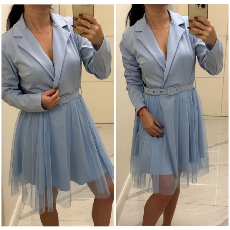 Rochie tip sacou cu tull elegantă baby blue