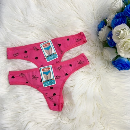 Set 2 perechi chiloti tanga bumbac roz