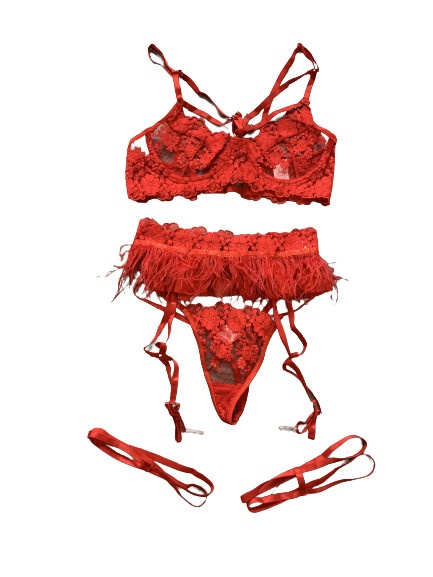 Set Lenjerie intima cu fulgi negru/ rosu - Img 5