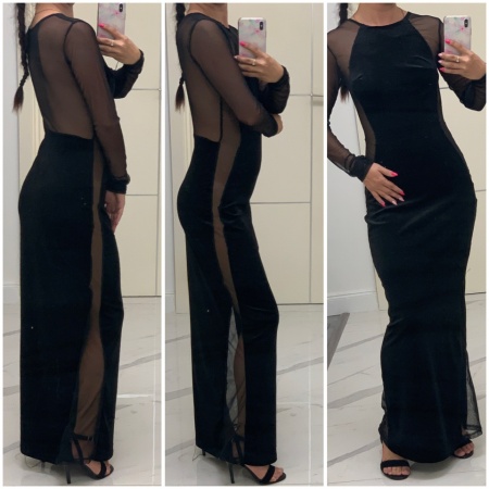 Rochie catifea cu plasa maxi - Img 3