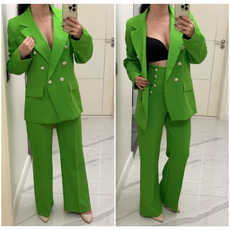 Costum dama sacou și pantaloni lungi elegant verde