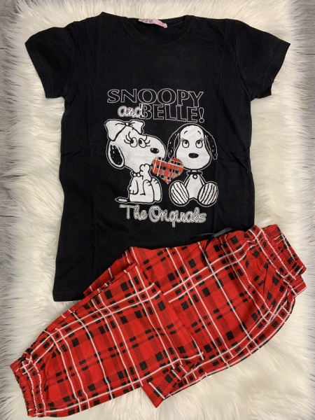 Pijama dama lunga Snoopy negru - Img 2