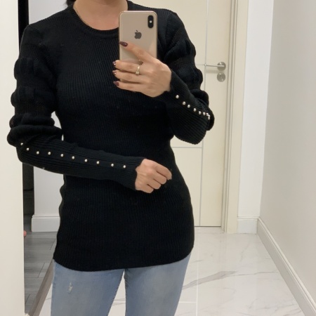 Pulover gros tip maleta Marisol negru - Img 2