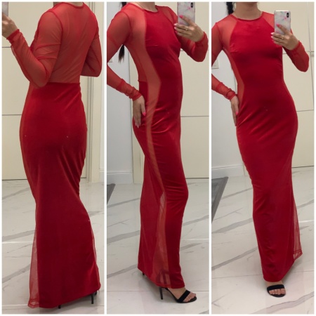 Rochie catifea cu plasa maxi - Img 4