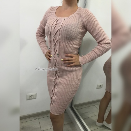 Rochie tricotata Minodora roz - Img 3