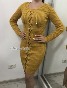 Rochie tricotata Minodora mustar - Img 2