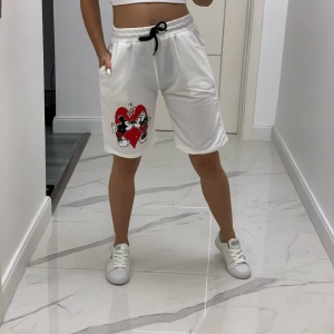 Pantaloni scurti Mickey si Minnie alb M1