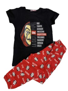Pijama dama lunga Casa de papel negru