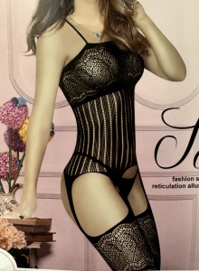Lenjerie intima Bodystocking plasa negru 405 - Img 2