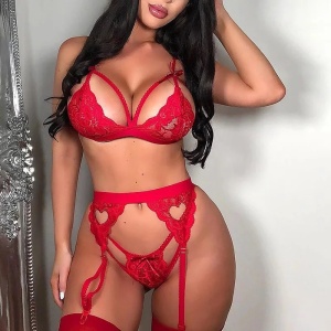 Set Lenjerie intima dantela rosu Valentines Day 668