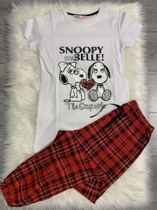 Pijama dama lunga Snoopy alb - Img 2